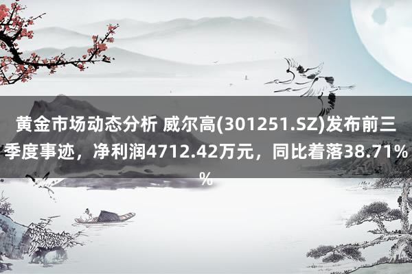 黄金市场动态分析 威尔高(301251.SZ)发布前三季度事迹，净利润4712.42万元，同比着落38.71%