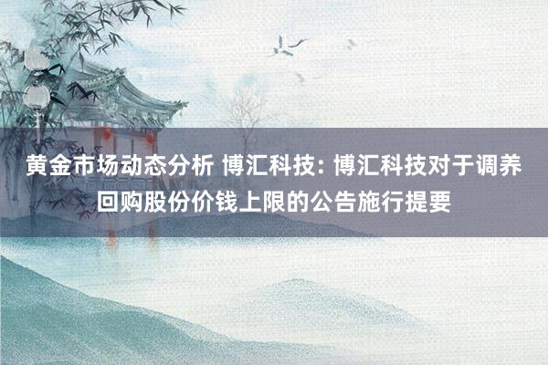 黄金市场动态分析 博汇科技: 博汇科技对于调养回购股份价钱上限的公告施行提要