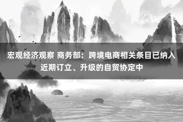 宏观经济观察 商务部：跨境电商相关条目已纳入近期订立、升级的自贸协定中