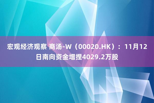 宏观经济观察 商汤-W（00020.HK）：11月12日南向资金增捏4029.2万股