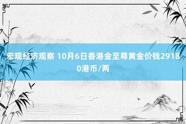 宏观经济观察 10月6日香港金至尊黄金价钱29180港币/两