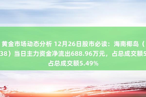 黄金市场动态分析 12月26日股市必读：海南椰岛（600238）当日主力资金净流出688.96万元，占总成交额5.49%