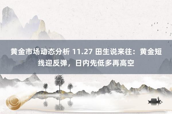 黄金市场动态分析 11.27 田生说来往：黄金短线迎反弹，日内先低多再高空