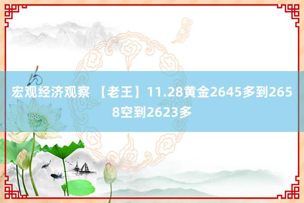 宏观经济观察 【老王】11.28黄金2645多到2658空到2623多