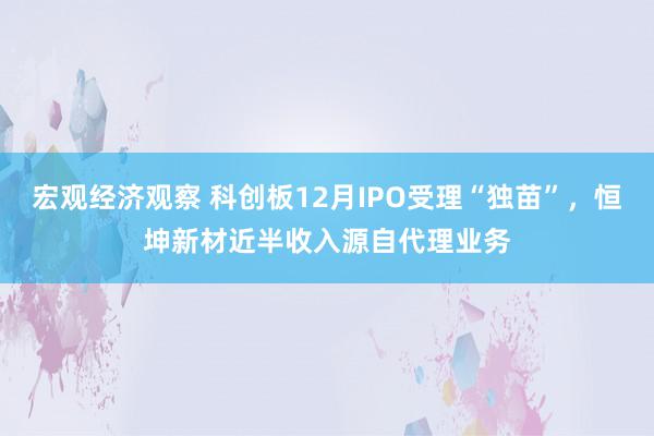 宏观经济观察 科创板12月IPO受理“独苗”，恒坤新材近半收入源自代理业务