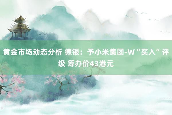 黄金市场动态分析 德银：予小米集团-W“买入”评级 筹办价43港元