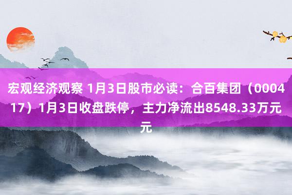 宏观经济观察 1月3日股市必读：合百集团（000417）1月3日收盘跌停，主力净流出8548.33万元