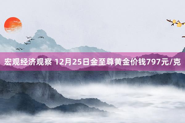 宏观经济观察 12月25日金至尊黄金价钱797元/克