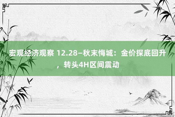 宏观经济观察 12.28—秋末悔城：金价探底回升，转头4H区间震动