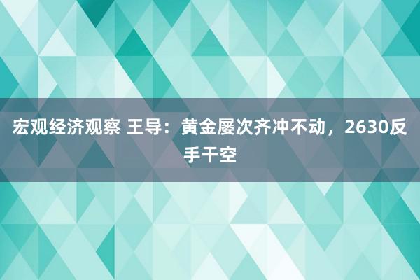 宏观经济观察 王导：黄金屡次齐冲不动，2630反手干空