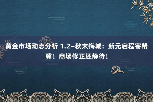 黄金市场动态分析 1.2—秋末悔城：新元启程寄希冀！商场修正还静待！