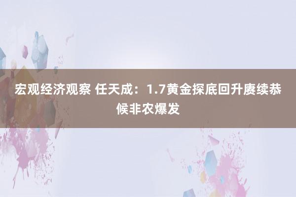 宏观经济观察 任天成：1.7黄金探底回升赓续恭候非农爆发