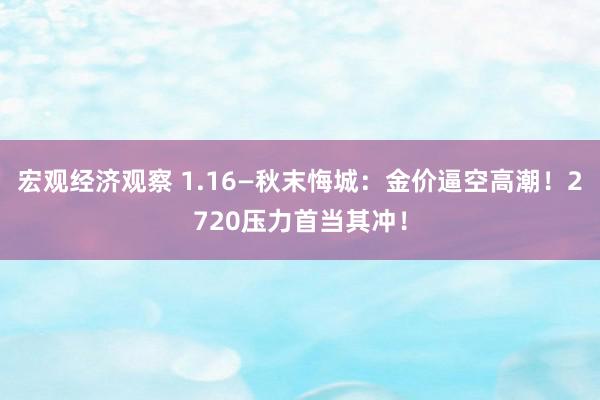 宏观经济观察 1.16—秋末悔城：金价逼空高潮！2720压力首当其冲！