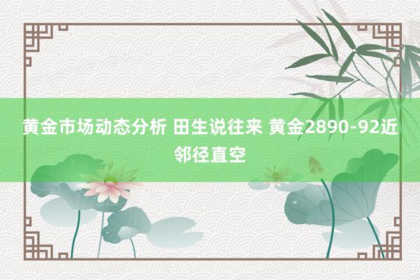 黄金市场动态分析 田生说往来 黄金2890-92近邻径直空