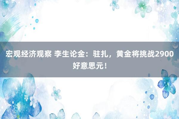 宏观经济观察 李生论金：驻扎，黄金将挑战2900好意思元！