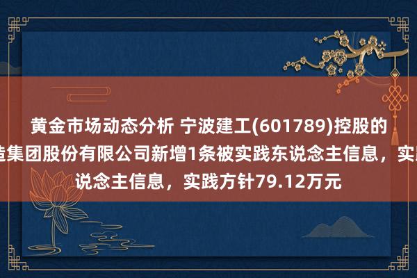 黄金市场动态分析 宁波建工(601789)控股的宁波市政工程缔造集团股份有限公司新增1条被实践东说念主信息，实践方针79.12万元