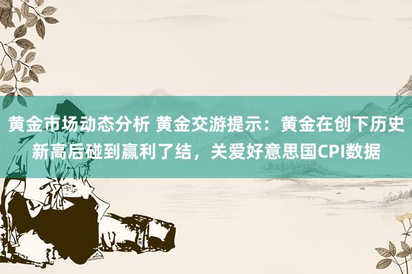 黄金市场动态分析 黄金交游提示：黄金在创下历史新高后碰到赢利了结，关爱好意思国CPI数据