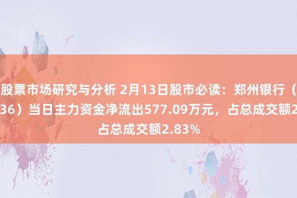 股票市场研究与分析 2月13日股市必读：郑州银行（002936）当日主力资金净流出577.09万元，占总成交额2.83%