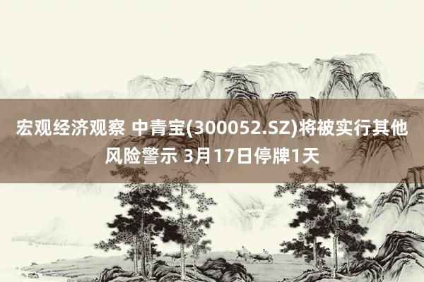 宏观经济观察 中青宝(300052.SZ)将被实行其他风险警示 3月17日停牌1天